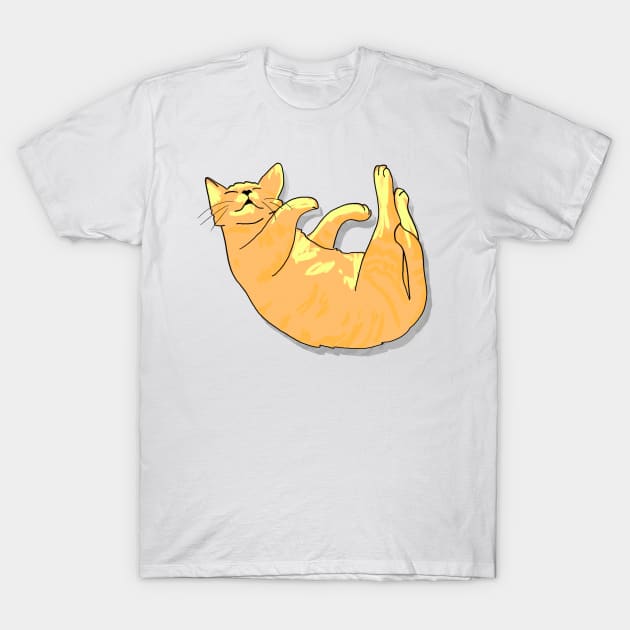 Orange and Yellow Cat Sleeping T-Shirt by ursoleite